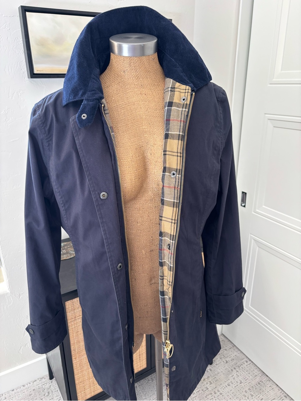 Barbour Navy Women's Lightweight Waterproof Button-Front Jacket - Picture 9 of 10